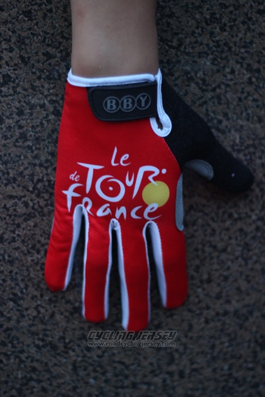 Tour De France Full Finger Gloves Cycling Red